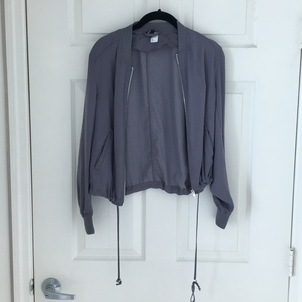 Gray bomber jacket
